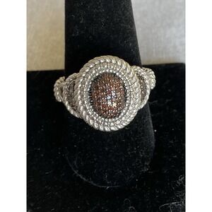 Designer JS Joseph Schmid 925 Sterling Silver Red Diamond Ring Size 10 Vintage